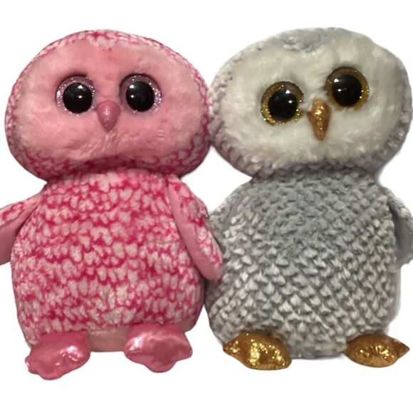 Ty Other - TY Beanie Boos PINKY the Pink Owl & Owlette Jumbo 18” with Hang Tags